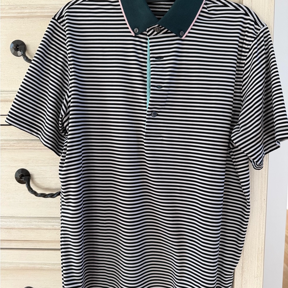 Classic Striped Polo Shirt in Black and White